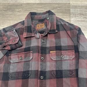 Orvis Classic Collection Black Red Tartan Plaid Mens M Button‎ Up Flannel Shirt